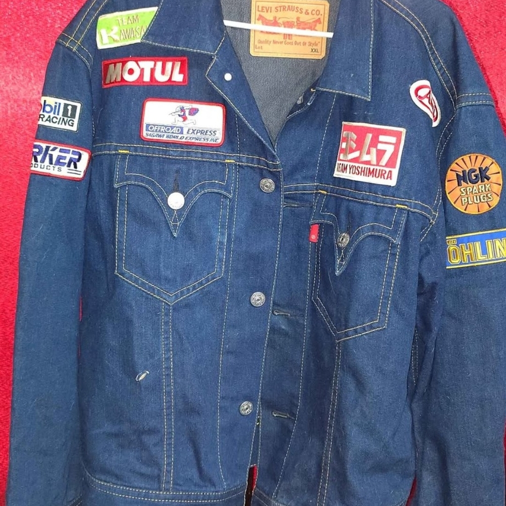 Levi's Blue Denim Jacket with Racing Patches